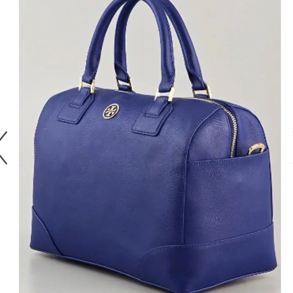 Tory Burch Robinson Middy Satchel Purse in Cobalt Blue - LIKE NEW - Picture 2 of 11